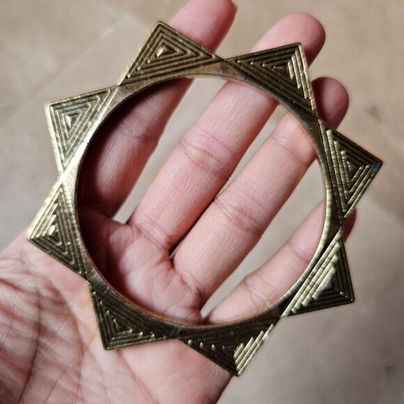 Forever 21 Gold Tone Boho Gypsy Chic Triangle Bangle Bracelets Lot of 3 - Picture 3 of 6